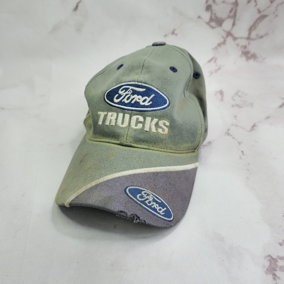 Ford Hat Mens Gray Trucks Adjustable Strapback Dad Cap Baseball Destroyed - Picture 3 of 8